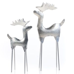 Hammered Silver Reindeer-Set Of 2 Made In India Serrv 33346