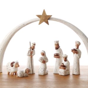 Whitewashed Albizia Nativity Made In Indonesia Serrv 37411