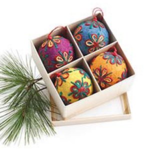 Colorful Jute Ornaments Set of 4 Serrv 46095