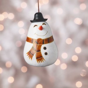 Happy Snowman Gourd Ornament Serrv 73090