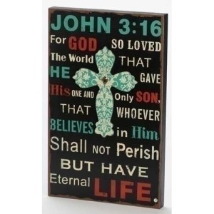 For God So Loved the World Black Wood 19 x 12 Wall Art Sign 184