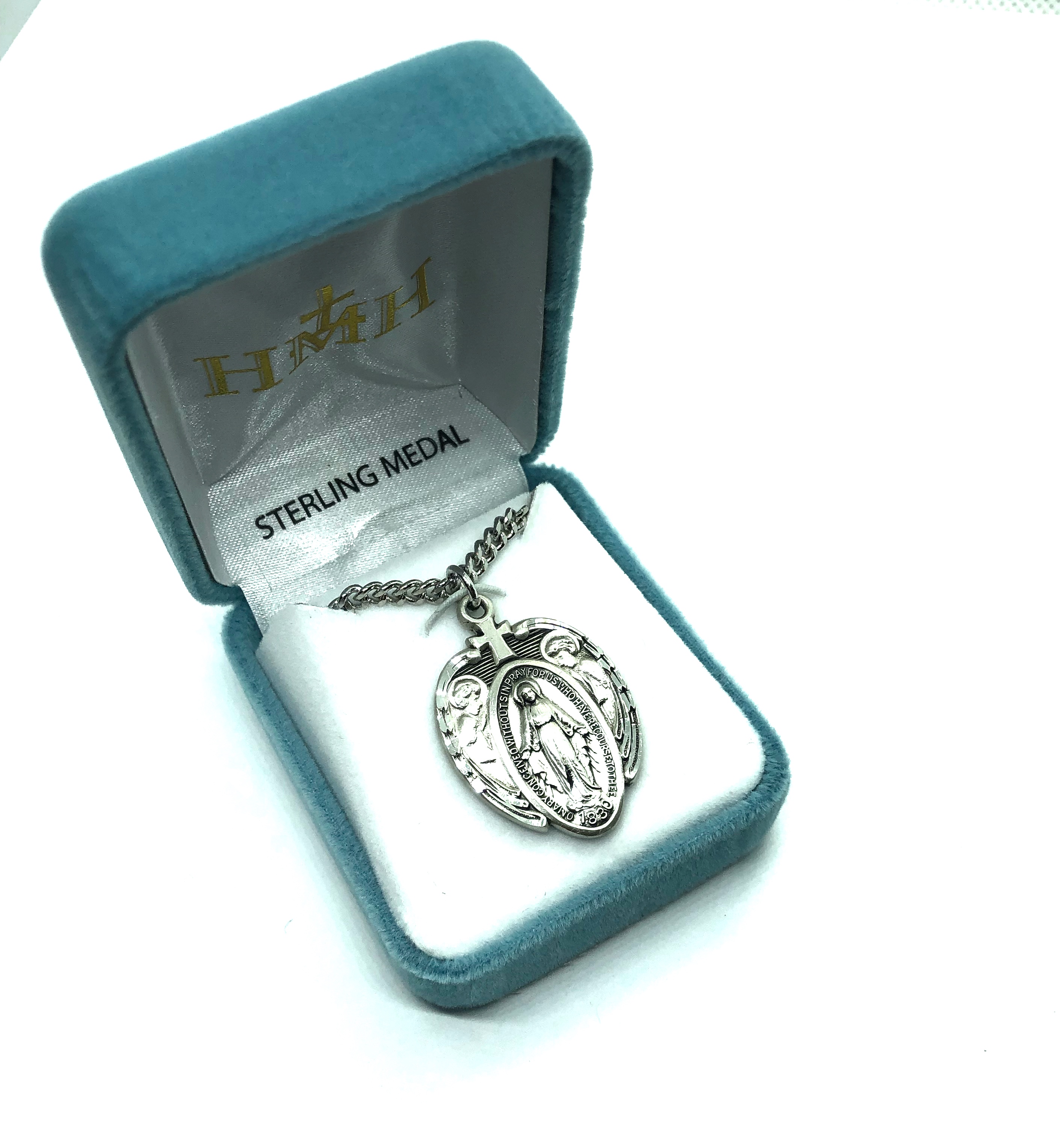 HMH Sterling Miraculous Medal With Angels S217724