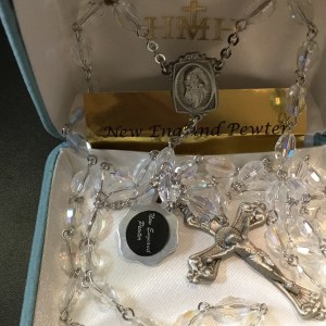 Crystal Pewter Our Lady Of Fatima Rosary HMH PR1375CR