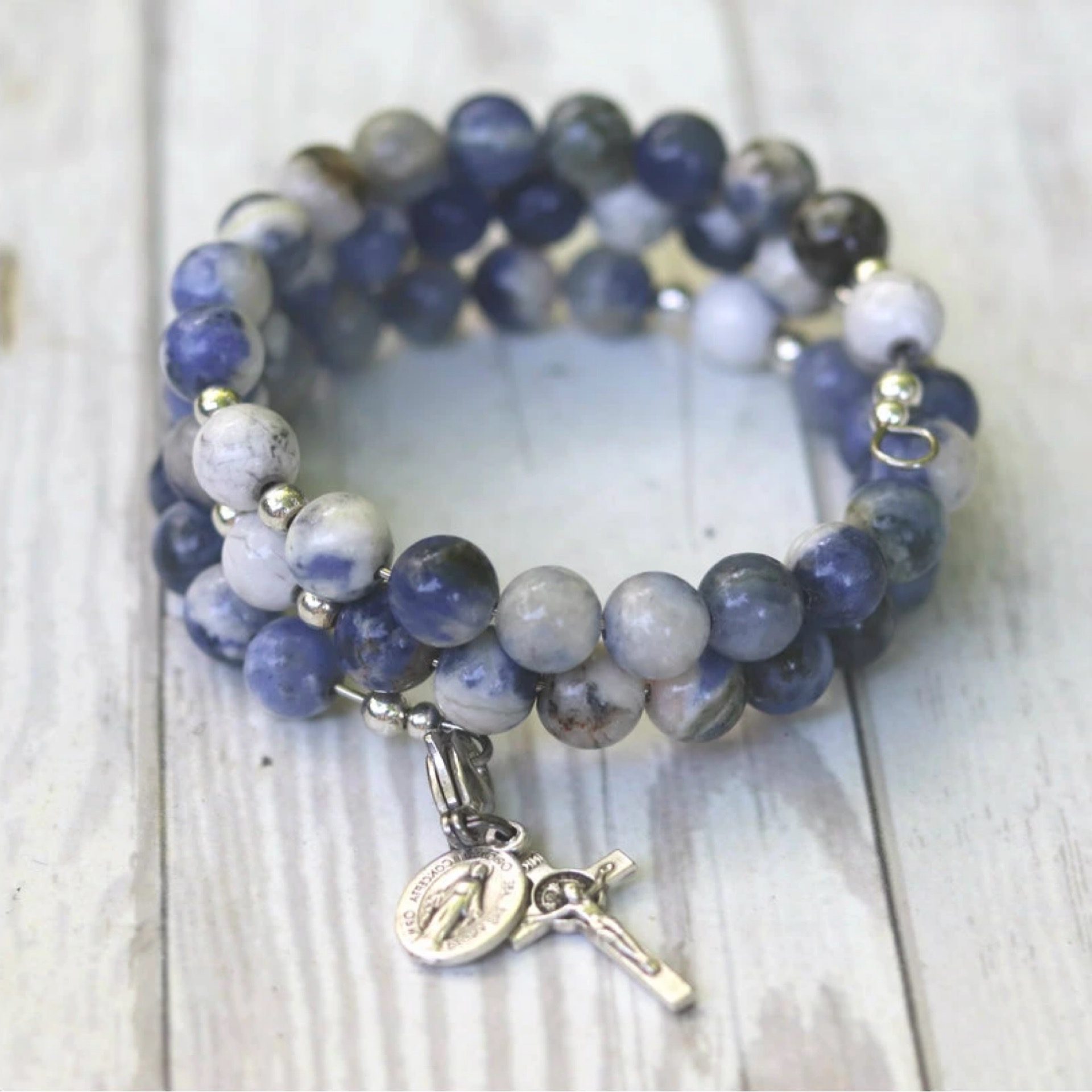 Rosary Bracelet Chews Life Blue White