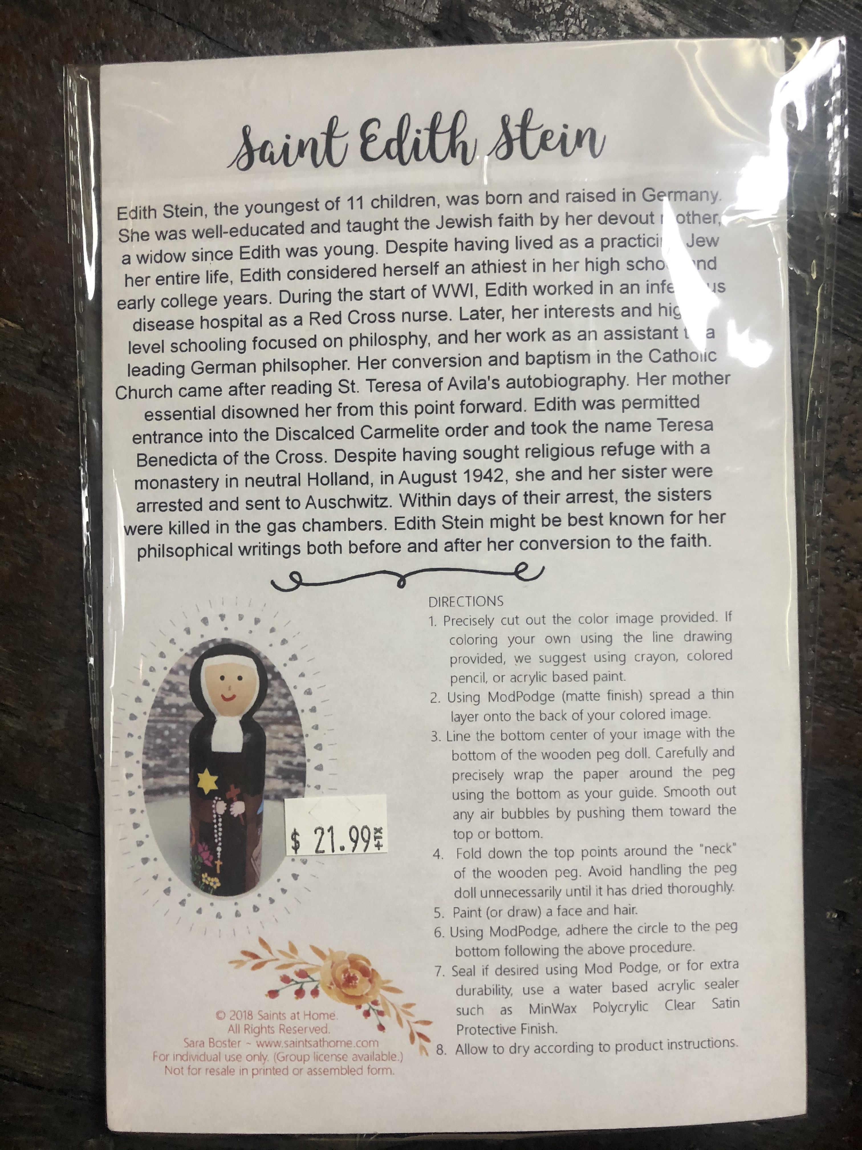 St Edith Stein Peg Doll Kit - Image 2