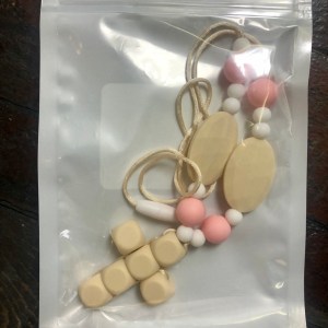 Pink & Cream Little Saints Chewelry Mom Necklace