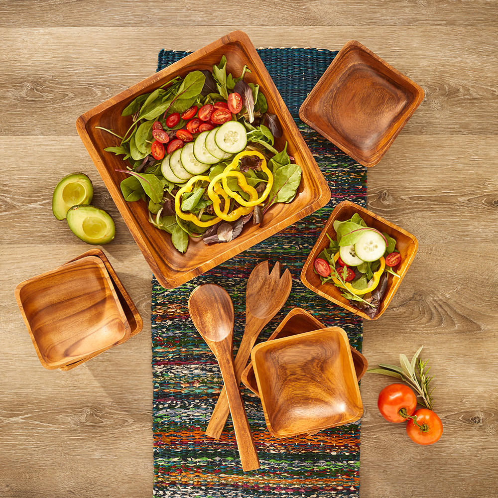 SERRV Acacia Wood Salad Set - Thumbnail 2