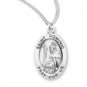 St. Dominic Oval Sterling Silver Medal with 20” Chain HMH S924320