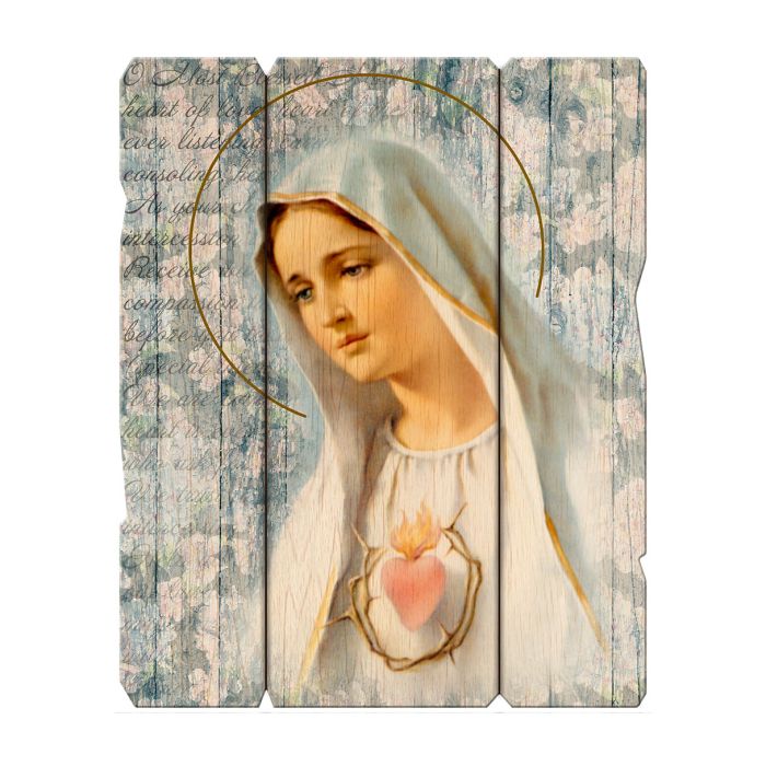 7 1/2" x 9" Immaculate Heart of Mary Small Vintage Plaque with Hanger Hirten 2548-214