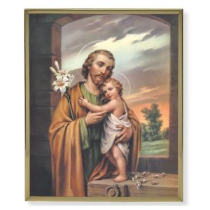 St Joseph 8x10 Plaque with small gold frame Hirten 810-630