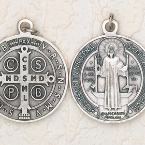 St Benedict Round Silver 2” Extra Large medal 0455