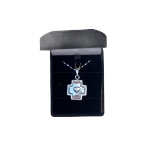 Sterling Silver Cross Necklace with Heart in Center by Contreras SSN57