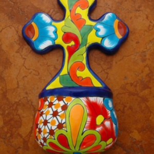 Mexican Talavera Holy Water Font by Contreras 0068