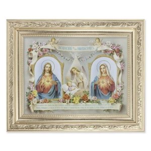 Hirten 8.25 10.25 Silver Wood Frame with A 6 8 Room Blessing in Spanish Print Wall Art Print Religious Plaque Picture Image | Antique Silver Finished Frame with Acanthus-Leaf Detail