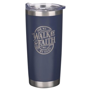 CAGifts Large Travel Tumbler Stainless Steel : Walk by Faith, Navy Blue SMUG288