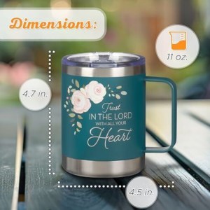 CA Gifts Sturdy Stainless Steel Camp Style Scripture Travel Mug: Trust in the Lord, Insulated  Teal SMUG272