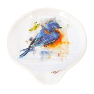 DEMDACO Bluebird Watercolor Ceramic Stoneware Spoon Rest