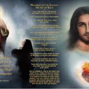 LED Sacred Heart of Jesus & St Margaret Mary 4x7 Candle C-4704