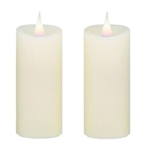 Roman 2 Piece Off White Pre-Lit LED Pillar Candles 17.5