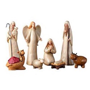 Wood Finish Christmas Nativity Scene Figures Set D3040