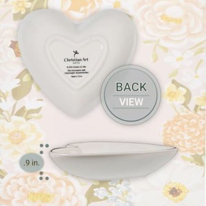 CA Gifts Jewelry Trinket Tray: Love Encouraging Bible Verse, Heart Shaped Ceramic GLT040