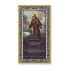 Hirten 5x9 Francis of Assisi Gold Foil Wood Plaque with Prayer made in Italy E59-312