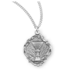 Sterling Silver Chalice Pendant  Made in USA 18 Plated Curb Chain S385218