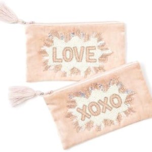 Two ' S Company Hand-Beaded Multipurpose Pouch with Tassel Zipper Pull Assorted 2 Designs