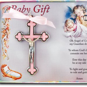 Baby Gift Crucifix Crib Cross Pink 2790-03