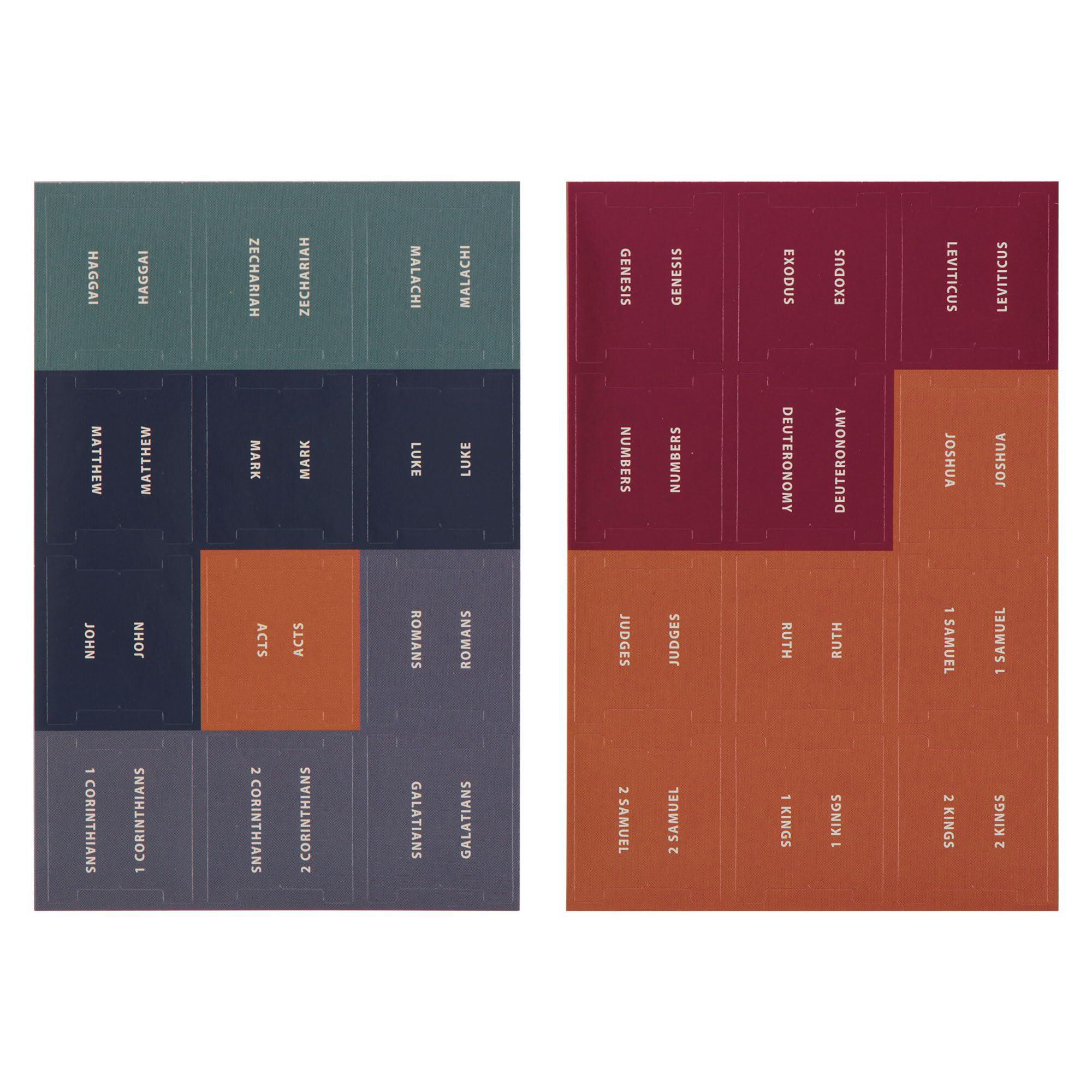 Christian Art Gifts Colorable Bible Indexing Tabs for Women, Men & Children: Self Adhesive Pre-Cut Tabs w/Matte Finish to Color 66 Bible Book Names, 6 Peel & Stick Sheets