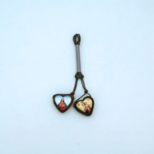 Wood Scapular Heart Charm Necklace BESC12