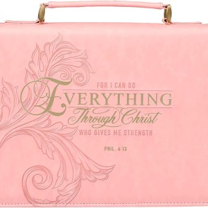 CA Gifts Pink & Gold Floral Faux Leather Fashion Bible Cover: Everything Through Christ BBL764