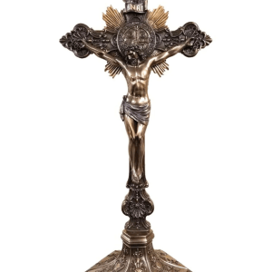 St Benedict Crucifix Cold Cast Bronze Standing/hangs 9.5” SR-77600-BS Goldscheider
