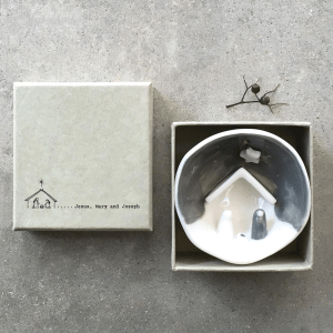 Nativity Half Circle Porcelain Ornament in Gift box by Two's Company