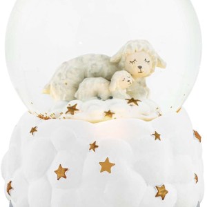 DemDACO Lay Me Down to Sleep White and Grey 5.5 inch Illuminated Musical Water Globe Plays Jesus Loves Me