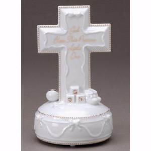 Table Cross w/Music-Christening 40053