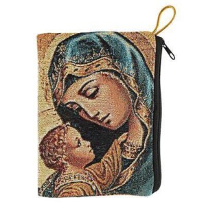 Madonna and Child Tapestry Rosary Bag L5407