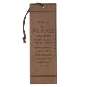 CA Gifts Premium Vegan Leather Scripture Bookmark for Men & Women: I Know The Plans Encouraging Scripture BMF203