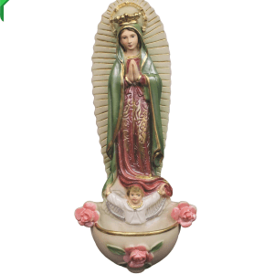 Our Lady of Guadalupe holy water font in hand-painted color 10.5" Made in Italy ET-1030-C