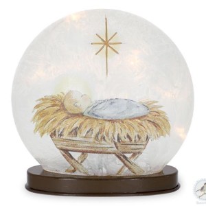 Burton+Burton Light Up Baby Jesus in Manger Snow Globe, 8-Inch, Glass