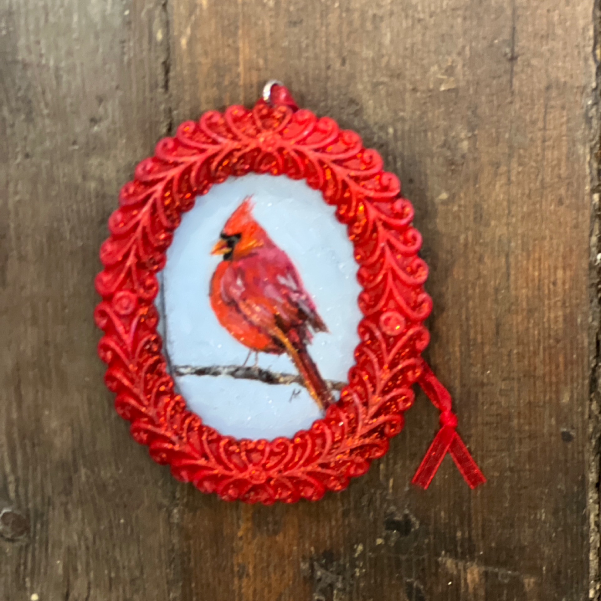 Cardinal Ornament by Aumi Perry