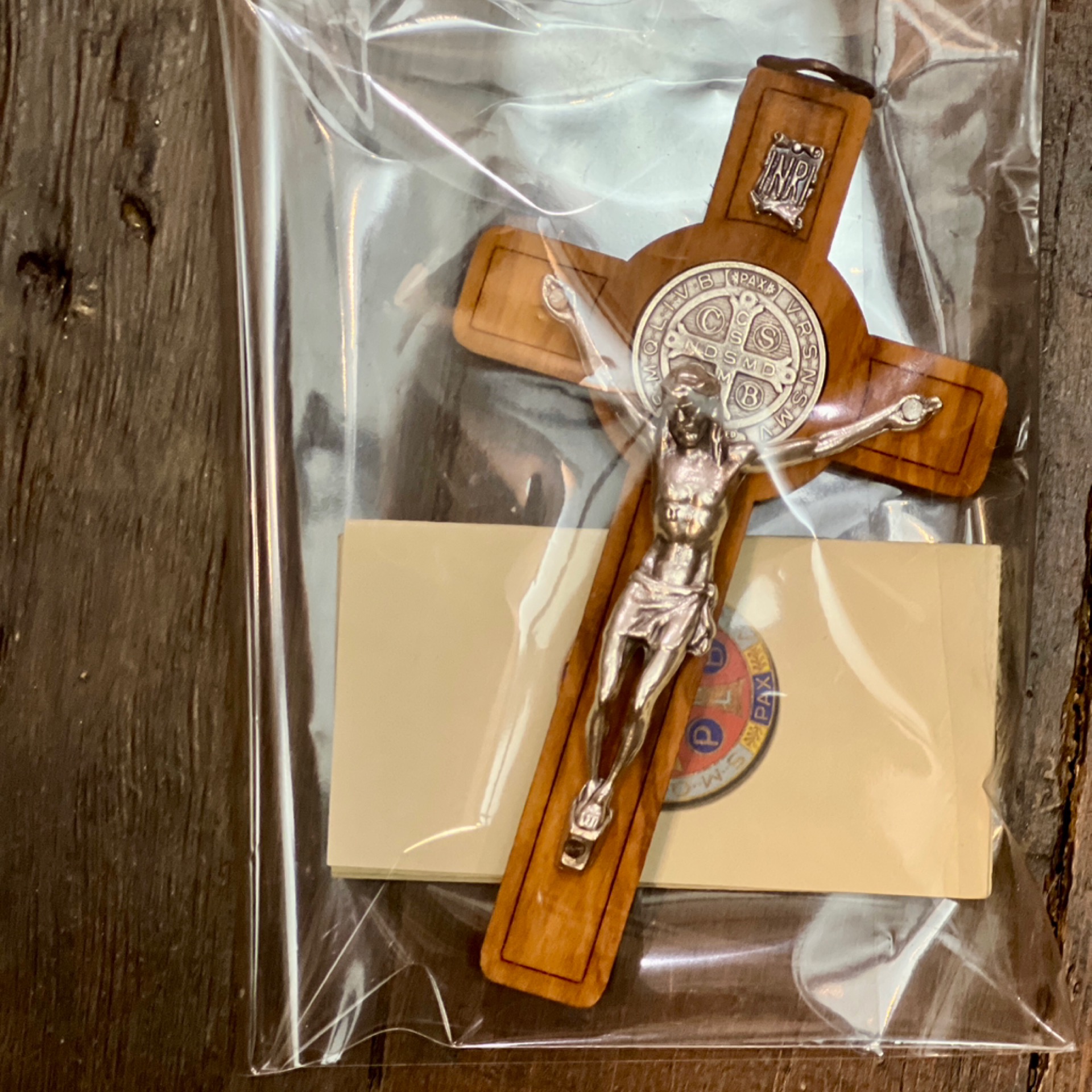 Italian Wood Benedict Wall Cross 5”