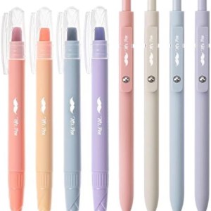 Mr. Pen- Gel Highlighters and Pens, 8 Pack, Pastel Barrel, No Bleed Through